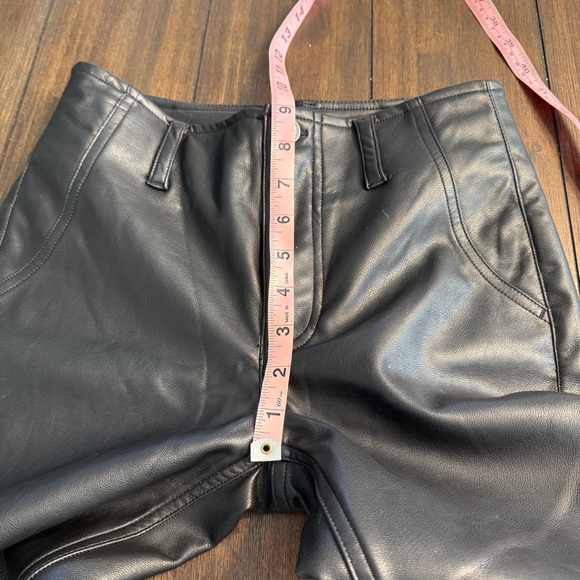 We The Free Faux Leather Pants Black High Rise Straight Leg Size 28 Fits 26 - Picture 11 of 15